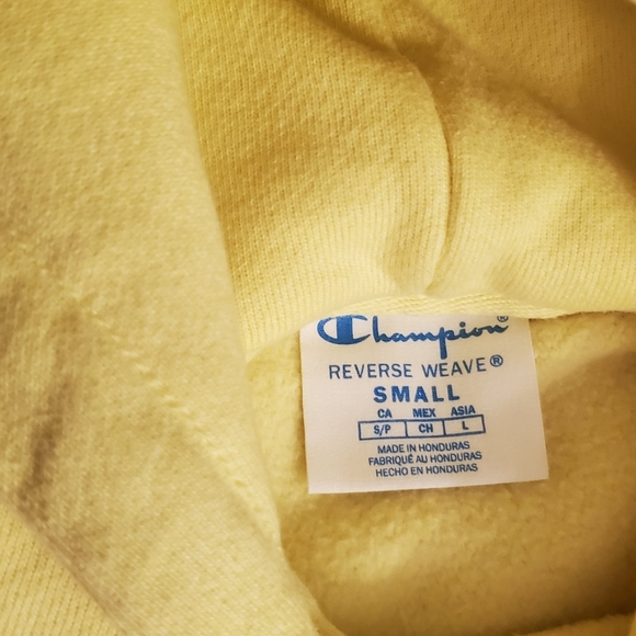 CHAMPION yellow hooded SWEATSHIRT size S - Picture 5 of 9